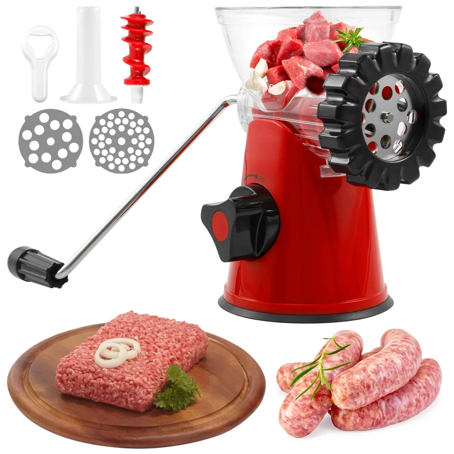 Food Grade Manual Meat Grinder Sausage Maker Machine ~ Fast Cutting & Multifunctional