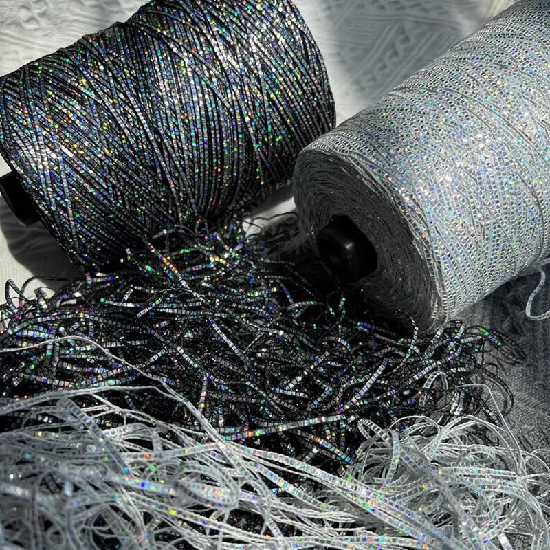 

DIY Clothing Decorative Sew Handmade Delicate Holographic Laser Lace Line Narrow 2mm Holographic White Black Flat Band