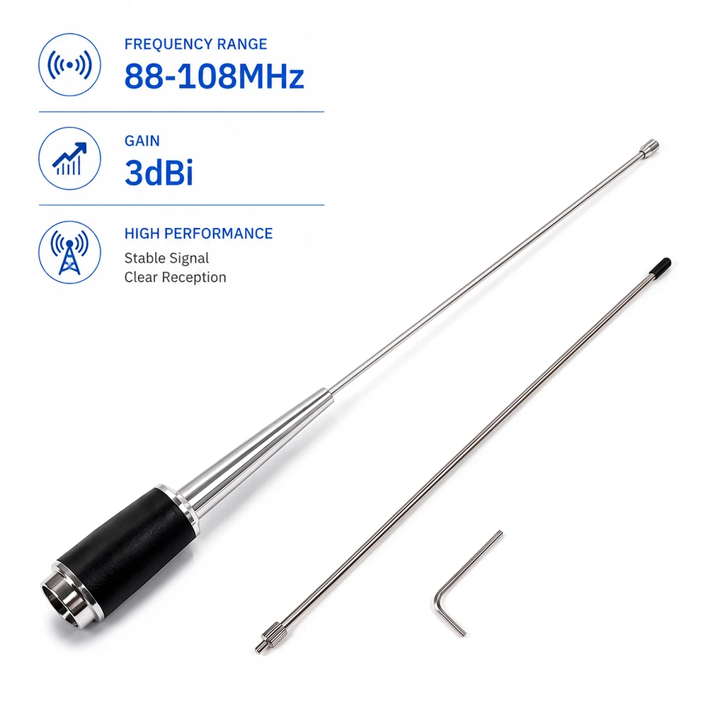 屋外用ステンレス製fmアンテナ-88-108mhz-5w-15w送信機用-受信強化器