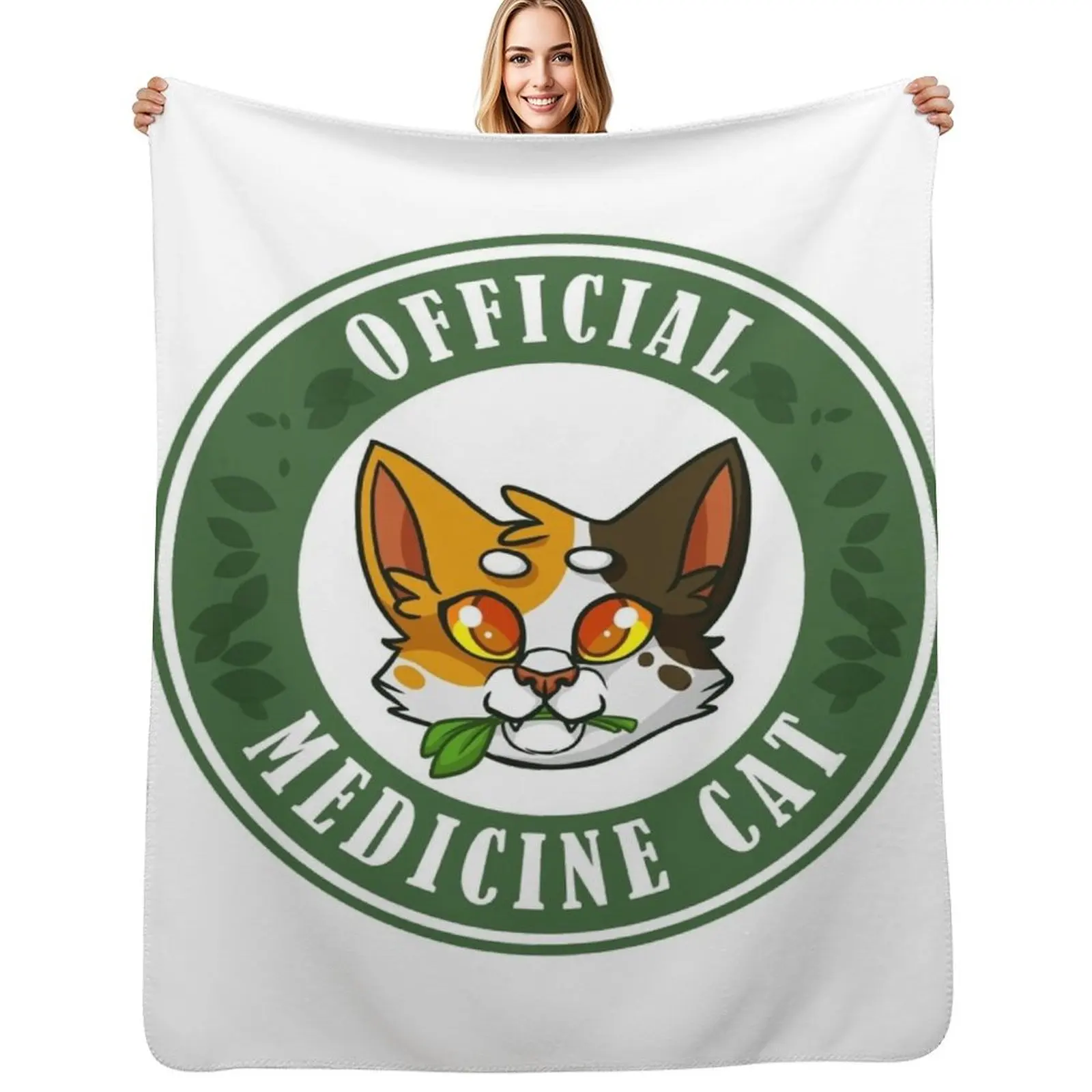 Official Medicine Cat - Warriors Badge Throw Blanket Machine Washable Soft Warm Blanket