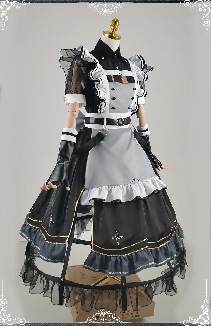 COS-HoHo Vtuber Hoshimachi Suisei Game Suit Combat Maid Dress Gorgeous Uniform Cosplay Costume Halloween Party Outfit Women