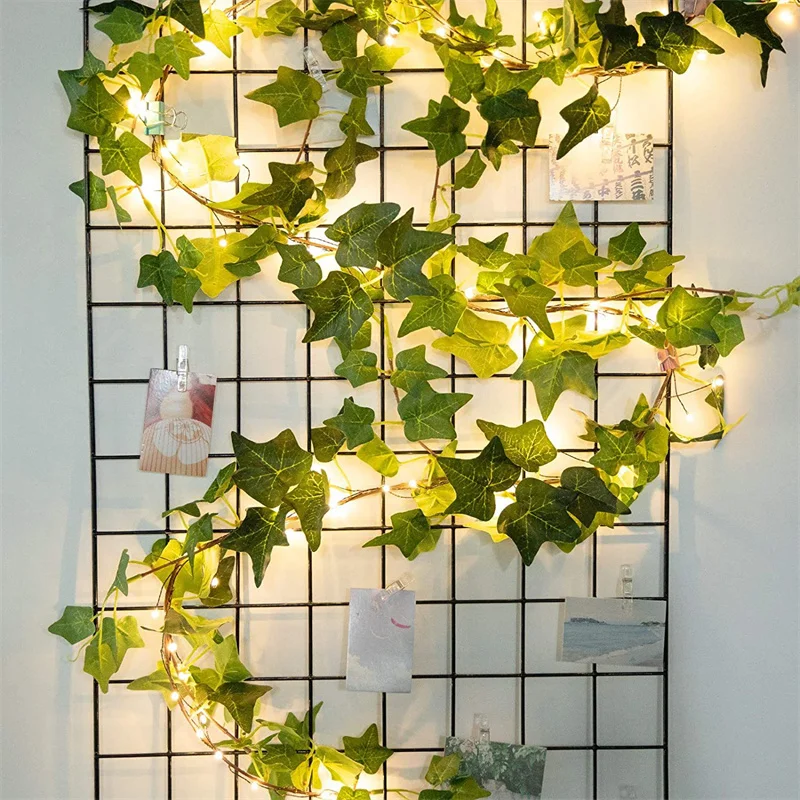 Simulation Flower Greenery String Lights Artificial Plant Garland LED Ambient Light Holiday Wedding Party Indoor Room Decoration