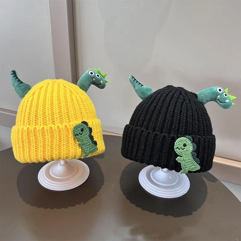 Baby autumn and winter hat cute super cute dinosaur modeling wool hat winter boys and girls warm pullover knitted