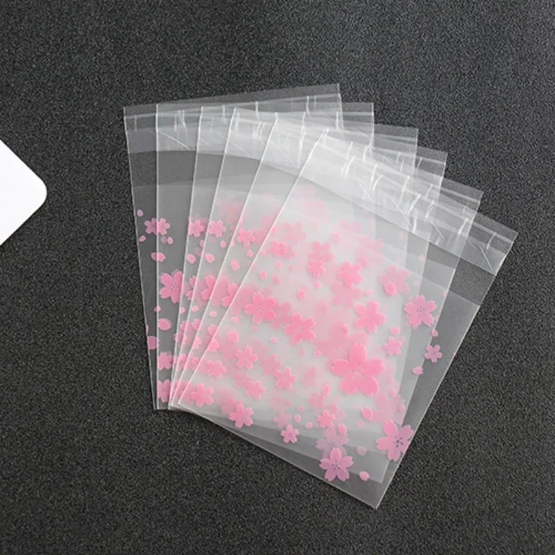 100pcs Christmas self-adhesive sealed pocket  candy bag wedding transparent bag Small ornament New Year gift bag 7x7cm