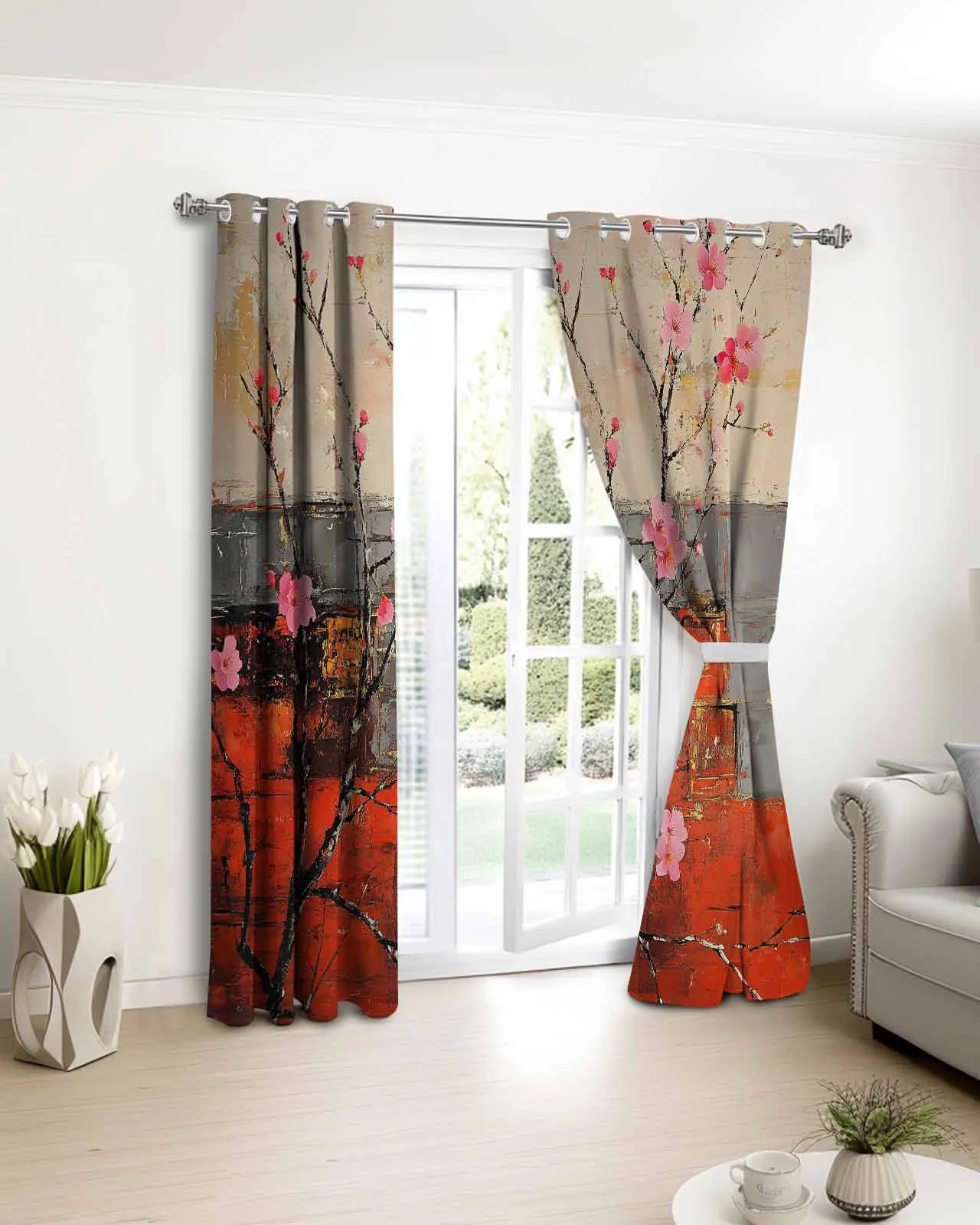 

Nostalgic Style Plum Blossom Curtains For Kitchen Bedroom Window Treatment Curtains for Living Room Home Decor Drapes