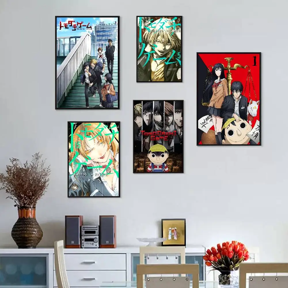 Juego de animación japonesa Tomodachi, póster adhesivo artesanal, impresiones de papel blanco, carteles, obra de arte, pintura decorativa Vintage