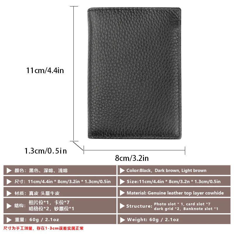 Genuine Leather Small Wallet Card Holder Male Money Bag Purse Casual Thin Slim Bifold Wallets Mini Credit Card Purse Quality