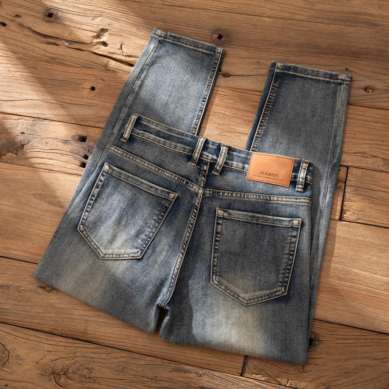 2025 Spring New Pencil Leg Jeans Light Blue Slim  Stretch Straight Fashion Korean Denim Pants Brand Daily Casual Trousers
