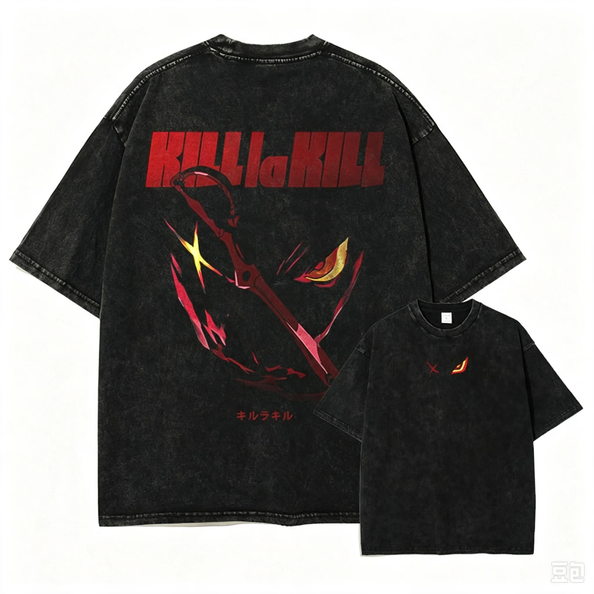 Camiseta Anime K-Kill La Kill, Oversize, Vintage, Lavada, de Matoi Ryuuko, para Hombre, Manga Harajuku Hip Hop, de Algodón, Manga Corta