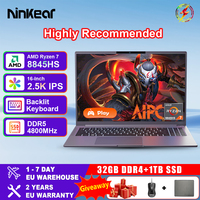 Ninkear A16 PRO Gaming Laptop AMD Ryzen™ 7 8845HS 5.10GHz 16' 2.5K IPS 120Hz 32GB DDR5+1TB SSD WiFi 6 Backlit Keyboard AIPC