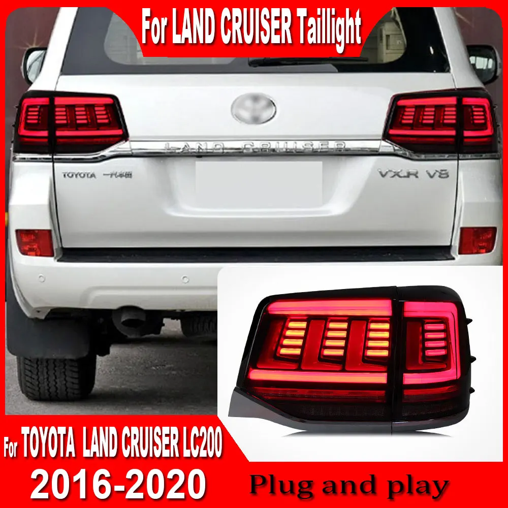 Pair LED Tail Lights Assembly for Land Cruiser lc200 2016-2020 Rear Lamp Running Dynamic Turning Rear Tail lights Plug and Play