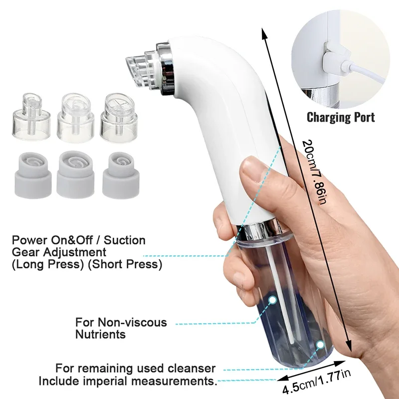 Usb remoção de cravo poros aspirador rosto elétrico espinha cabeça preta removedor recarregável ciclo água ferramentas limpeza facial