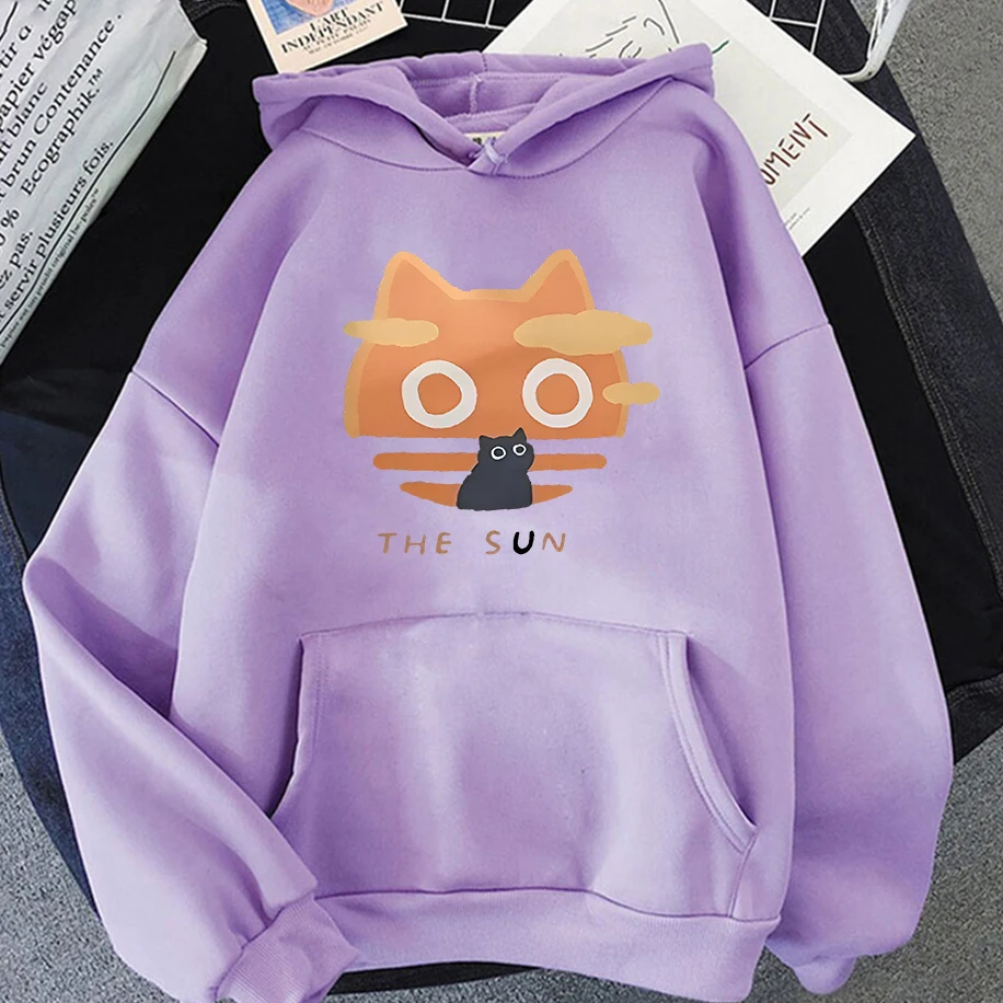 الشتاء المشجعين القط طباعة أنيمي مضحك الرجال امرأة هوديي الهيب هوب موضة عادية كبيرة Y2K زوجين بلوزة مريحة البلوز #4
