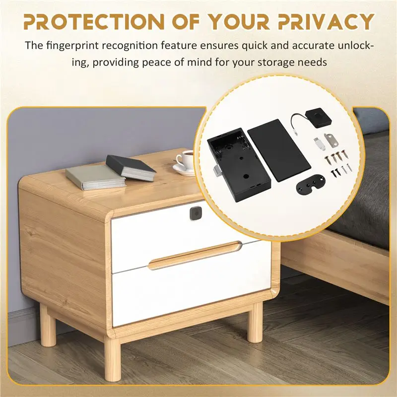 ABKJ-Biometric Fingerprint Lock Black Keyless Cabinet Lock Smart Drawer Locks Smart Drawer Locks Door Lock