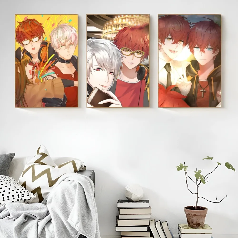 1PC Anime Mystic Messenger Poster autoadesivo Art adesivo di carta impermeabile Coffee House Bar Room Wall Decor