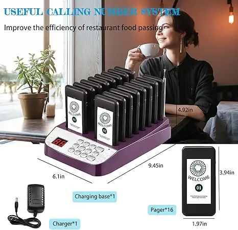 Wireless table buzzer alarm Coaster system Touch screen server call pager An easy-to-use paging system for cafes and restaurants