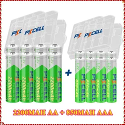4/8/16/24 Pack PKCELL 2200MAH AA Battery +AAA 850MAH 1.2V NI-MH AAA/AA Rechargeable Batteries and Battery Box for Flashlight Toy
