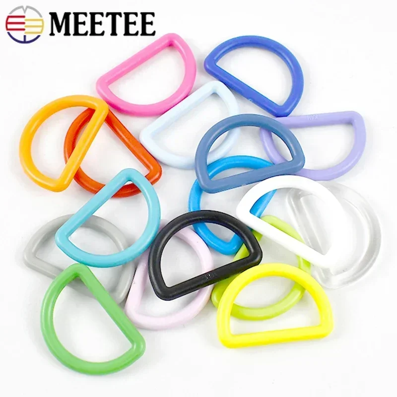 50 sztuk plastikowych klamer pierścieniowych do plecaka 15-38 mm Pasek do torby Pierścienie D Zapięcie Taśma Pasek Obroża Haczyki Lopps DIY Akcesoria do torebek