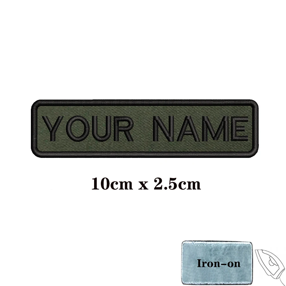 1PC Custom Personalized Name number Patch Stripes Badge tags chevrons Armband Iron On Or Hook Loop embroidered Military green