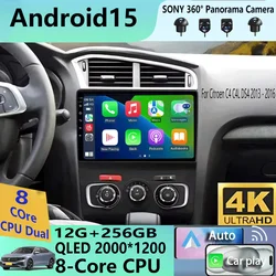 Android 15 Carplay DSP WIF+4G Car Radio GPS Multimedia video Player For Citroen C4 C4L DS4 2013 - 2017 Stereo 360 Camera
