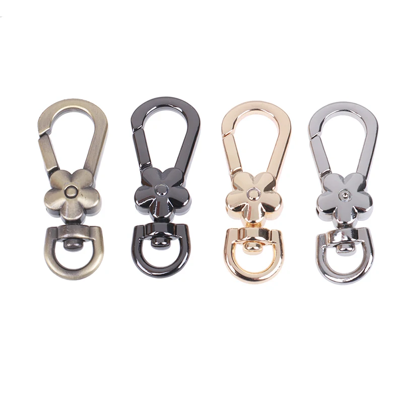 1PCS Metal Clasps Swivel Trigger Clips Snap Hooks Handbags Clasps Handle Flower Lobster Bag Key Rings Keychains Bag Accessories