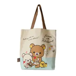 New Kawaii Cute Rilakkuma Canvas Bag borsa a tracolla Cartoon Anime Printed Handbag Leisure Versatile Shopping Bag Gift For Girls