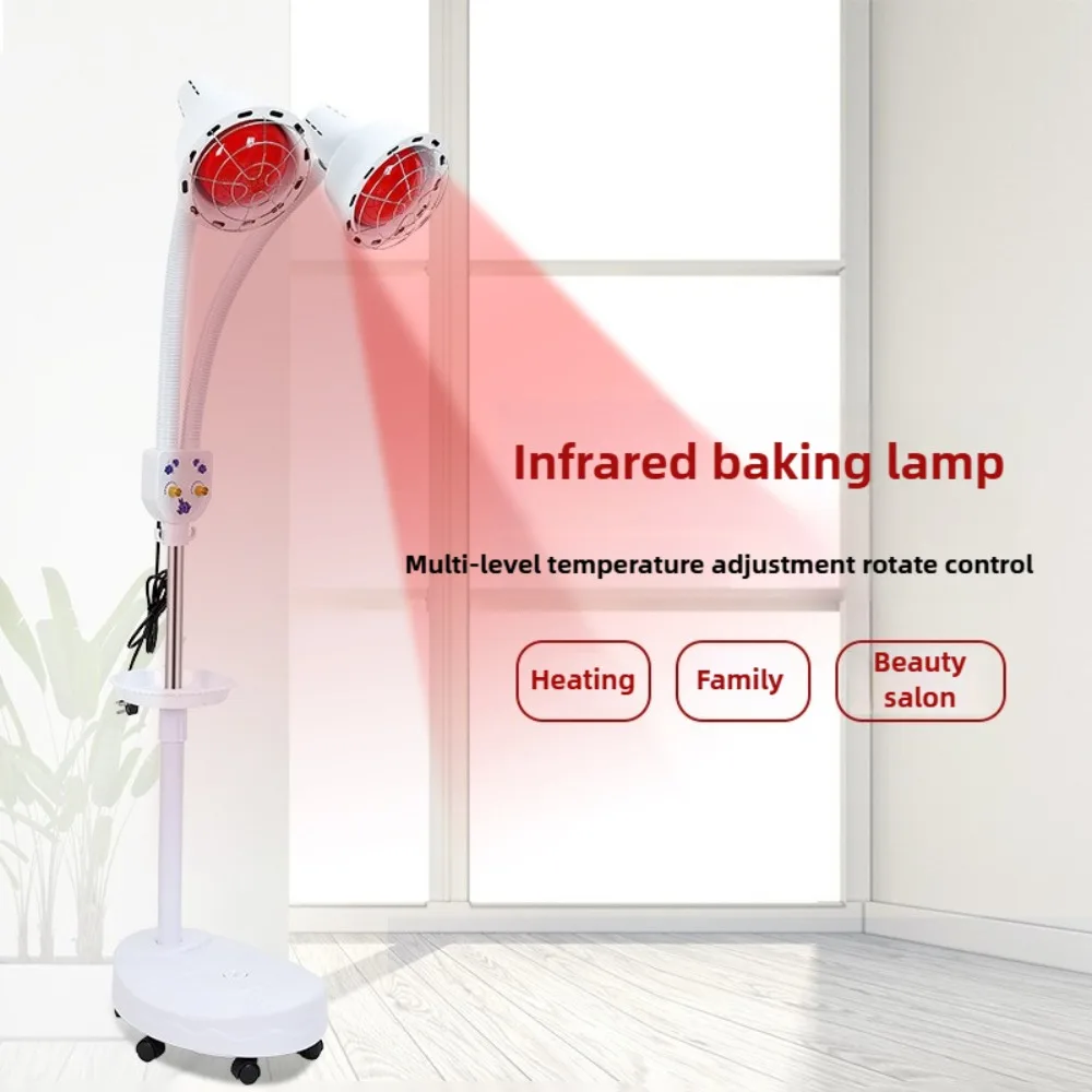 Infrared Lamp, 275W Near Infrared Light Therapy Double Head Infrared Baking Lamp with Stand Stury ,Adjustable Intensity & Angle