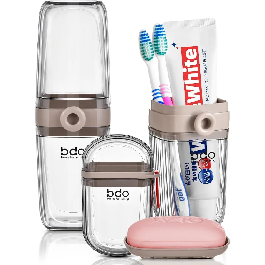 

VITVITI Серый дорожный чехол для зубной щетки Портативный герметичный дорожный контейнер для мыла Поднос 7,88-дюймовый держатель для зубной пасты w