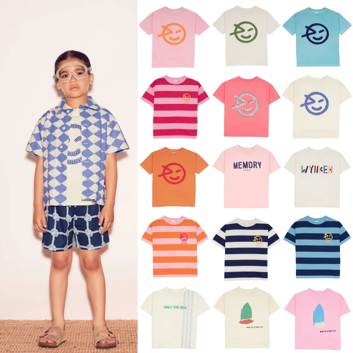 Wynken-Camiseta de algodón de manga corta para niños y niñas, ropa de diseño, estilo Ins, 2024