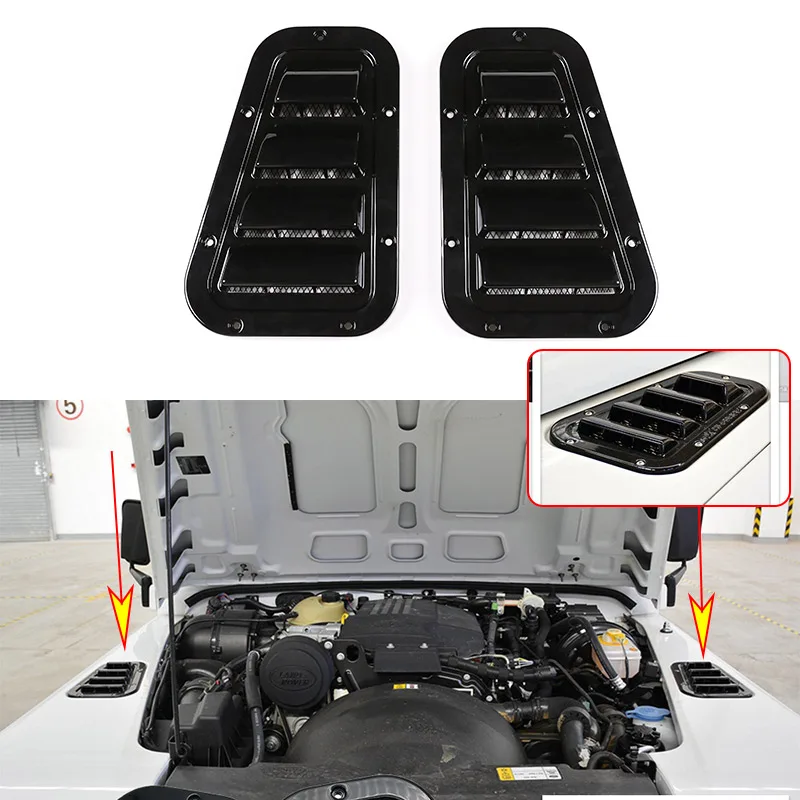 Für Land Rover Defender 2004-19 Front Motorhaube Belüftung Abdeckung Stahl Lufteinlass Scoop Air Outlet Schnee Abdeckung auto Zubehör – Detail 5