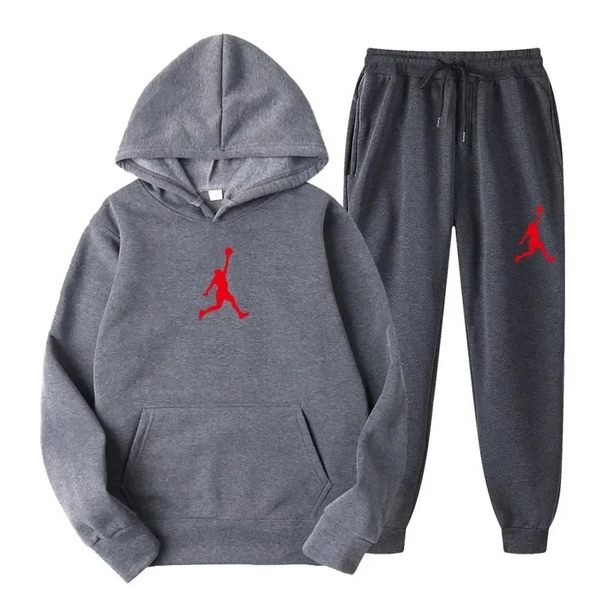 Brand new winter men's set two-piece hooded shirt+running pants sports set casual men's and women's sports shirt sportswear hood