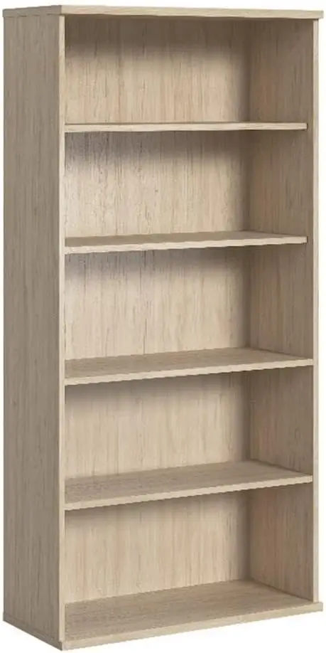 Furniture Studio C Tall 5 Shelf Bookcase in Natural Elm, Large Bookshelf for Home or Professional Office