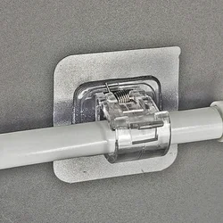4/6PCS Adjustable Curtain Rod Clip Self Adhesive Clamp Hook Curtain Holder Wall Bracket Holder Storage Hanging Stick Rack