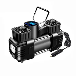 12V Portable Heavy Dual Cylinder Air Pump Automobile Air Compressor Tire Inflator High-pressure Inflation Pump