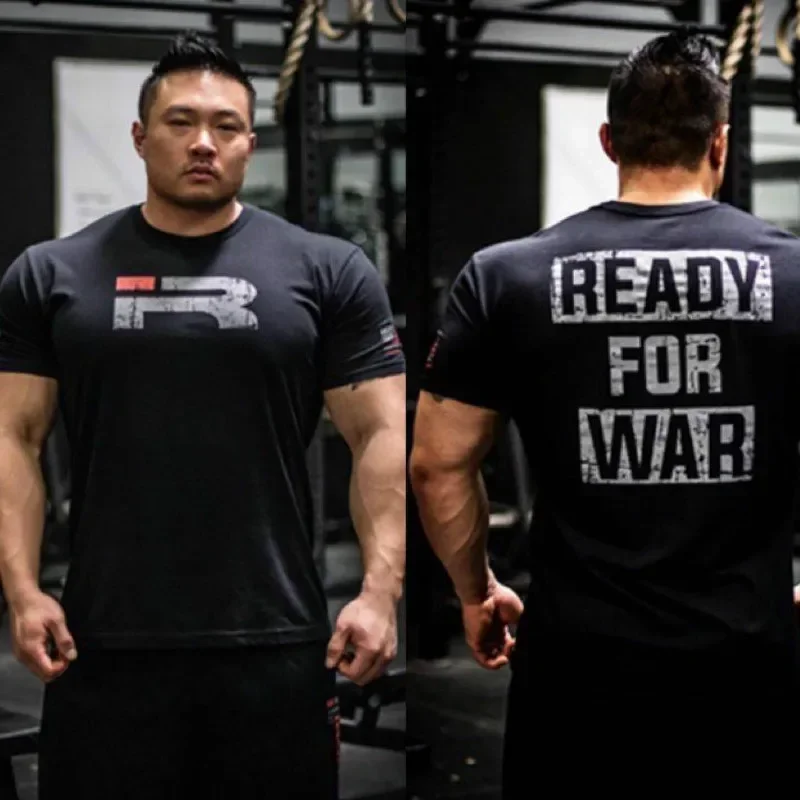 Men\'s Gym Short Sleeve T-Shirt 2024 Cotton Workout Sportswear Bodybuilding 100% Men Clothing Oversized T Shirt Harajuku
