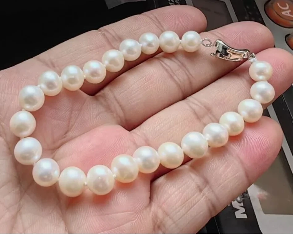 

Hot selling brand new AAA 8-9mm South Sea White Pearl Bracelet 7.5-8 inches 925S Exquisite jewelry exquisite bracelet gift