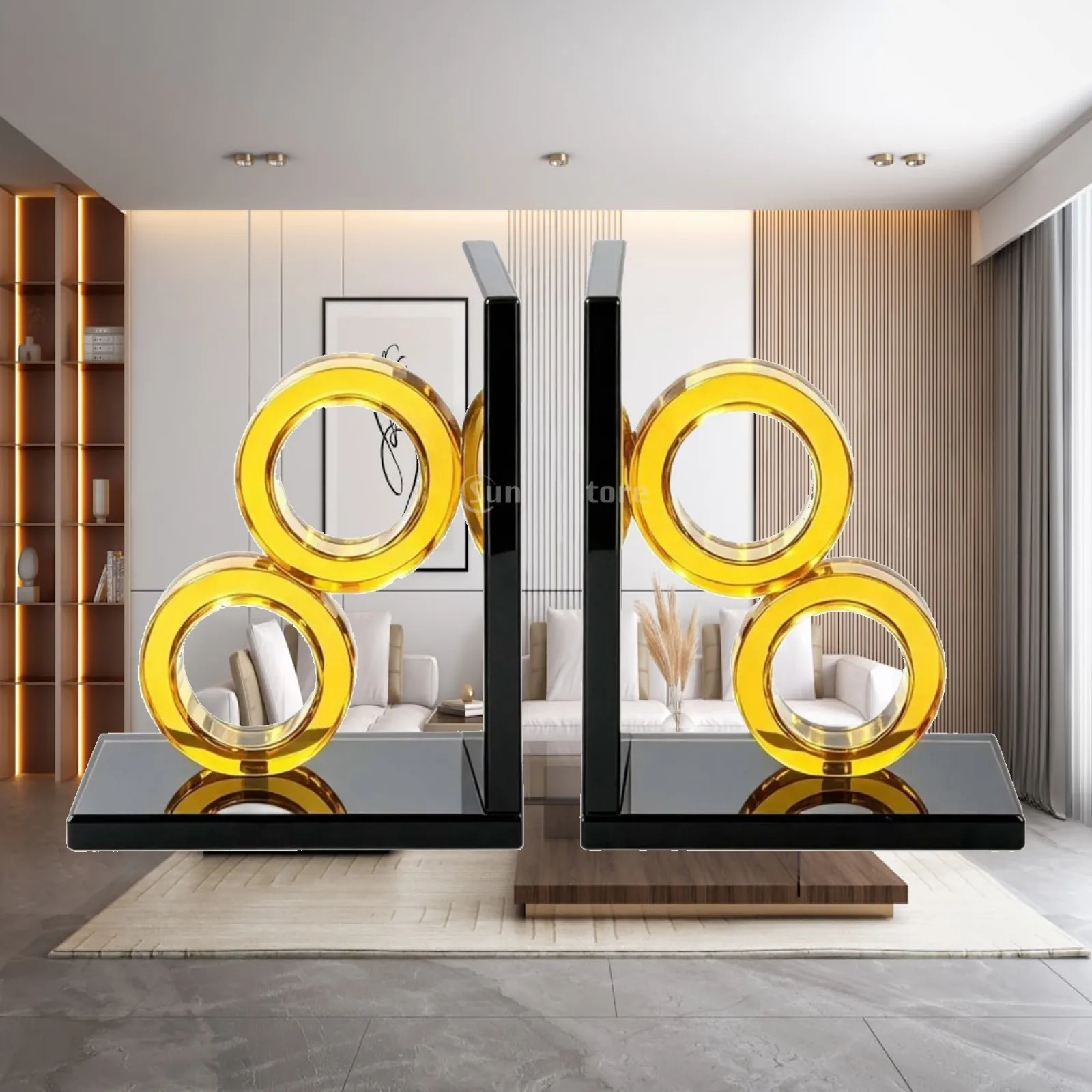 2-fermalibri-in-cristallo-design-geometrico-finitura-lucida-ideali-per-scrivanie-e-lettori