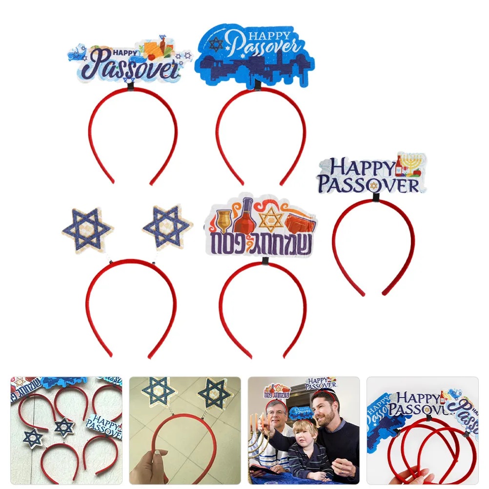 

5Pcs Party Headbands Passover Decorative Hair Hoops Bright Color Cosplay Photo Prop Headdress for Women Men