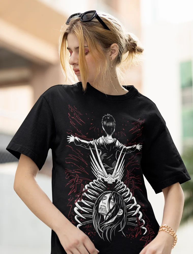 Eren Yeager Aot T-shirt,Anime,Attack On Titan,Graphic Tee,black Shirt All Size