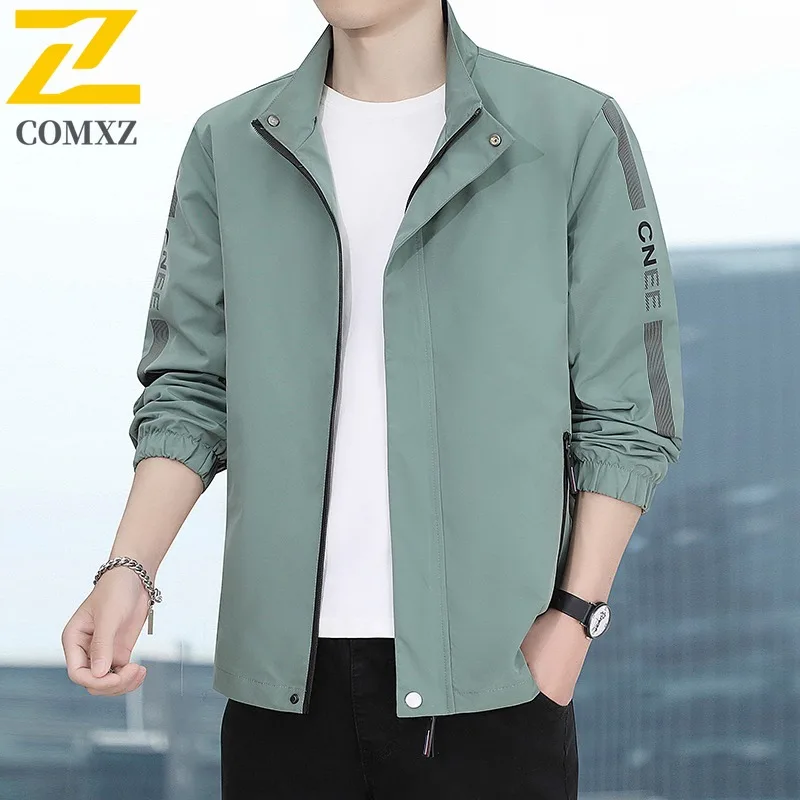 

COMXZ легкая ветровка мужская официальная куртка с воротником-стойкой деловая повседневная водонепроницаемая ветрозащитная официальная куртка для среднего возраста 2025