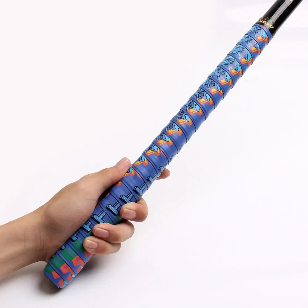 PU Badminton Racket Cushion Over Grip Anti Slip Colorful Pattern Rod Handle Wrap Self Adhesive 2M Fishing Rod Grip Tape