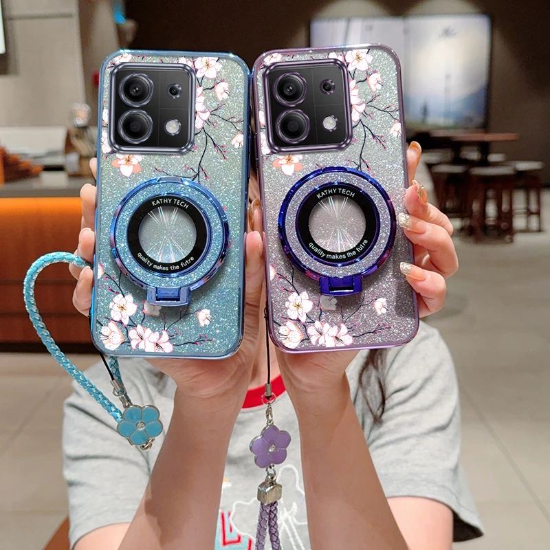 N ote 13 زهر الكرز تصفيح سوار حامل جراب هاتف ل Xiaomi Redmi ملاحظة 14Pro 12S 14 13Pro 12 13 12Pro 14ProPlus غطاء