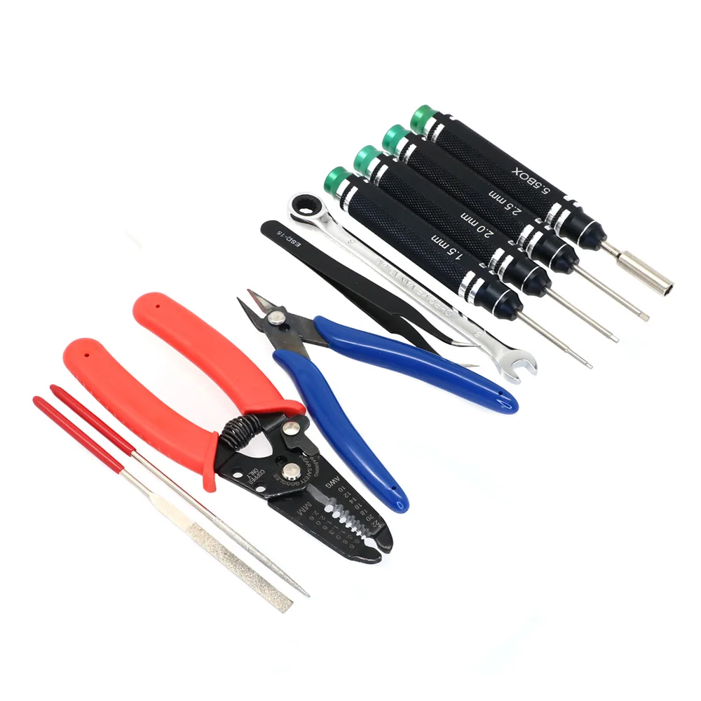 10pcs/lot FPV Drone Repair Tool Kit Screwdrivers/Pliers/Wrenches/Tweezers For RC FPV Drone Quadcopter