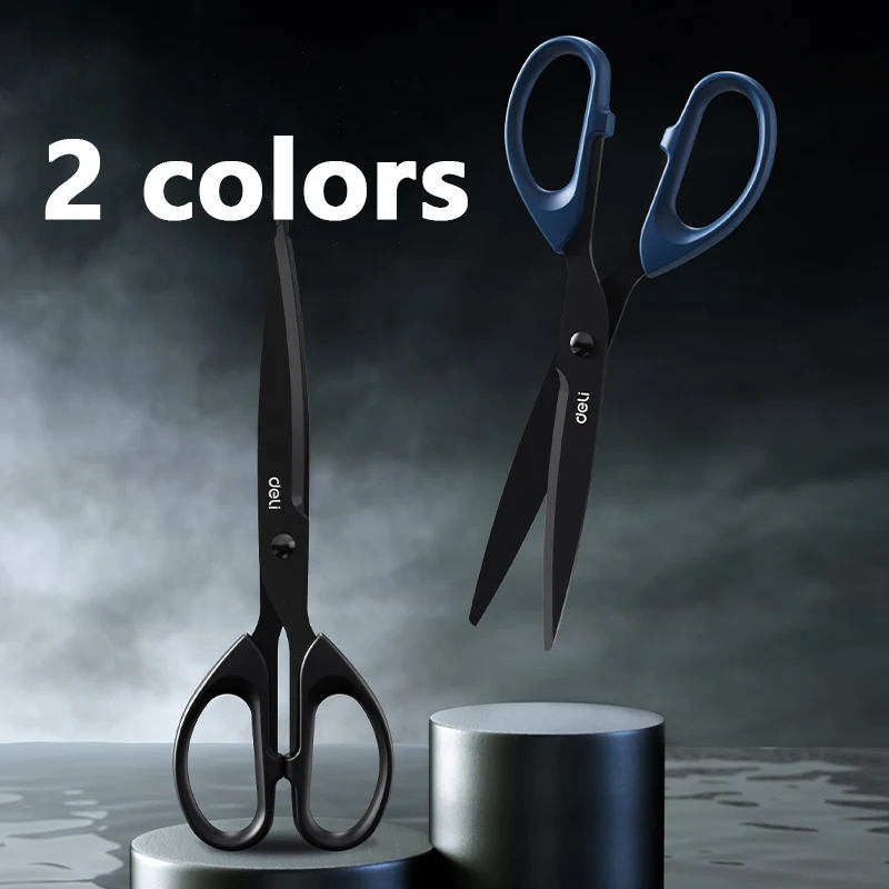 Deli 6009s Black Scissors tijeras Stainless Steel Safety Exquisite Student Handmade Portable Art Office Learning Supplies