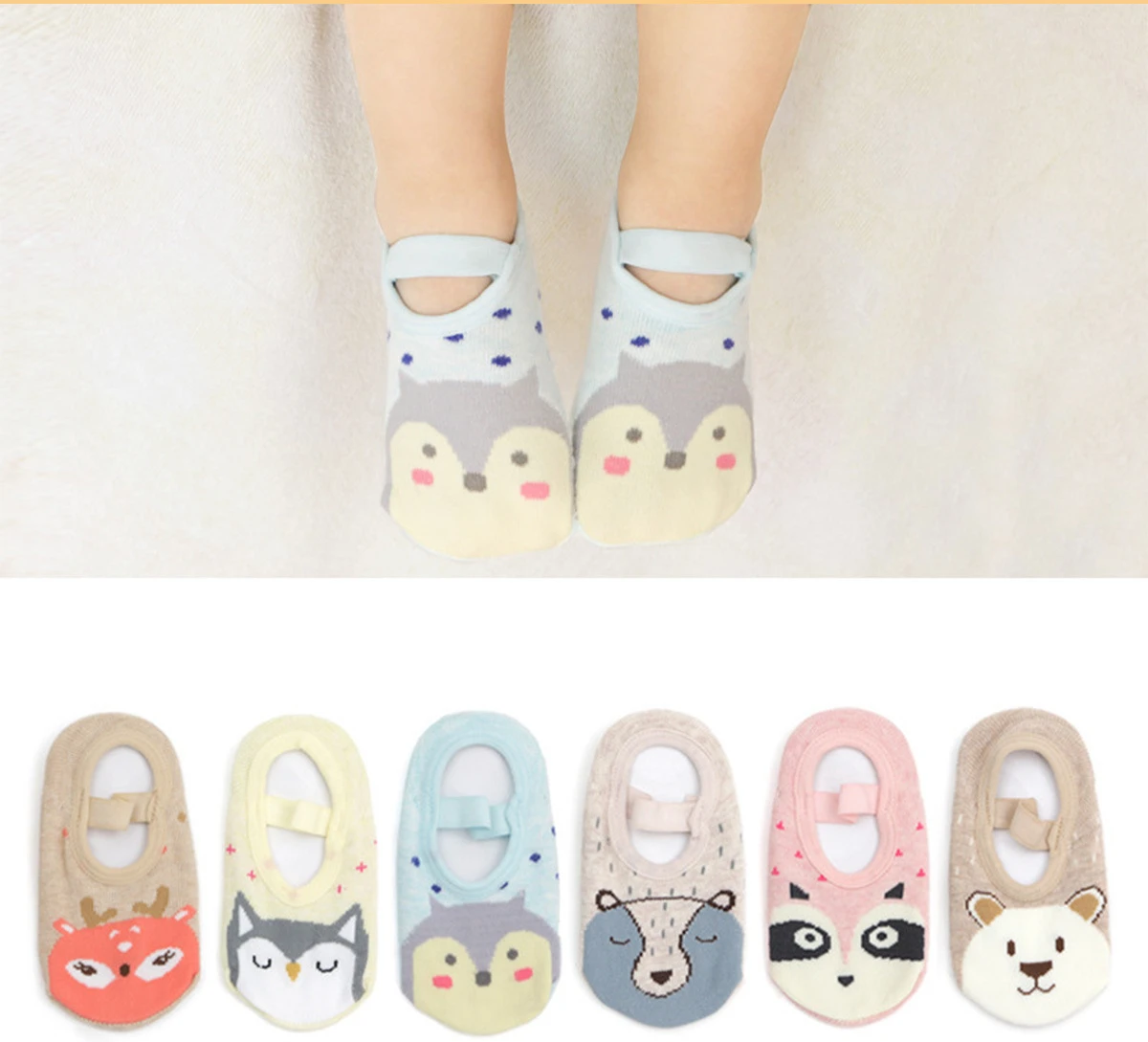 Spring and Summer Baby Non-slip Spot Glue No Leggy Feet Comfortable Breathable Cartoon Animal Children Floor Toddler Boat Socks