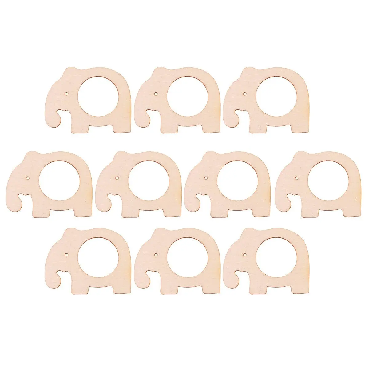 10Pcs Wooden Napkin Rings Set Creative Elephant Design Smooth Edges for Wedding Party Banquet Graduation Table Decorations Table