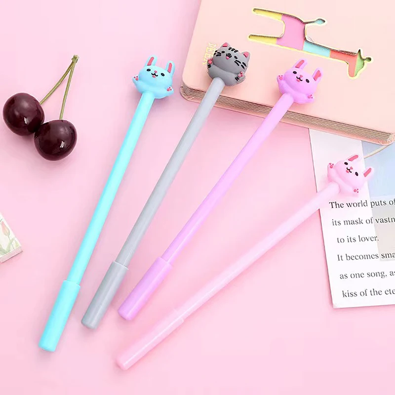 60 Pcs Cute Cat Gel Pen South Korea Cartoon Water Pens Student Kawaii School Supplies for Writing Ink Pen Escolar Kids Gift Pen