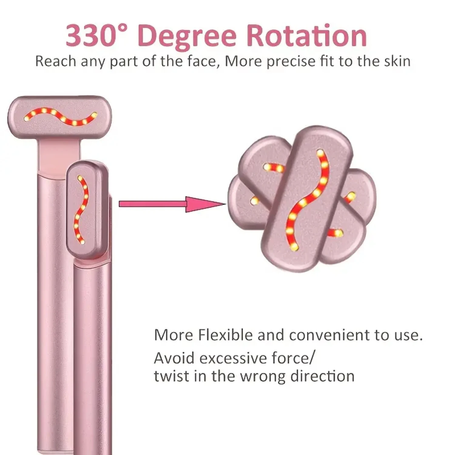 Advanced Professional 4-in-1 Red Light Therapy Skincare Wand with Microcurrent Technology - Effective Anti-Aging Facial Device f