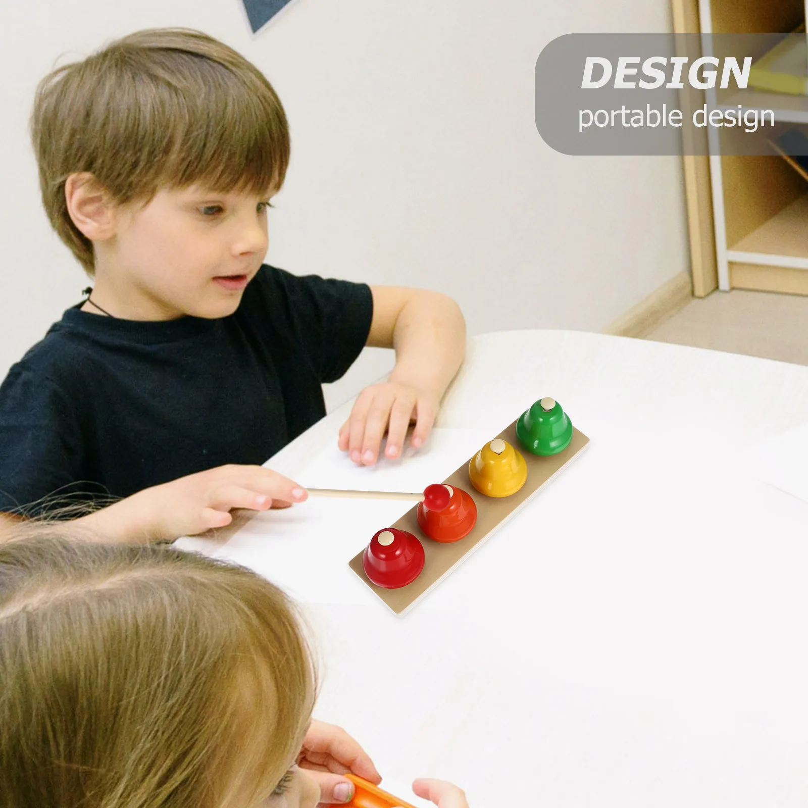 2 مجموعة أدوات قرع خشبية مونتيسوري التعليمية للأطفال أجراس موسيقية التعلم المبكر أجراس اليد الحسية الموسيقى المحمولة