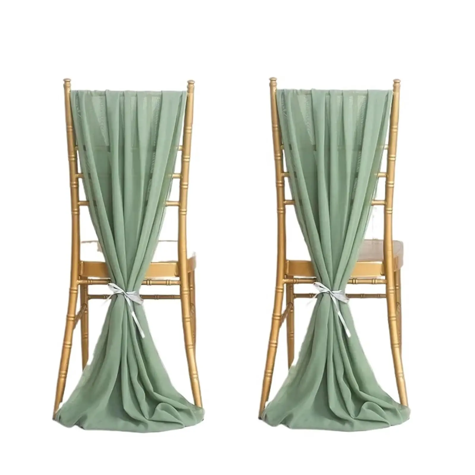 2pcs green Wedding Chiffon Chair Sashes Aisle 30X300CM Romantic Tulle for Wedding Decor Bridal Shower Baby Shower Birthday Party